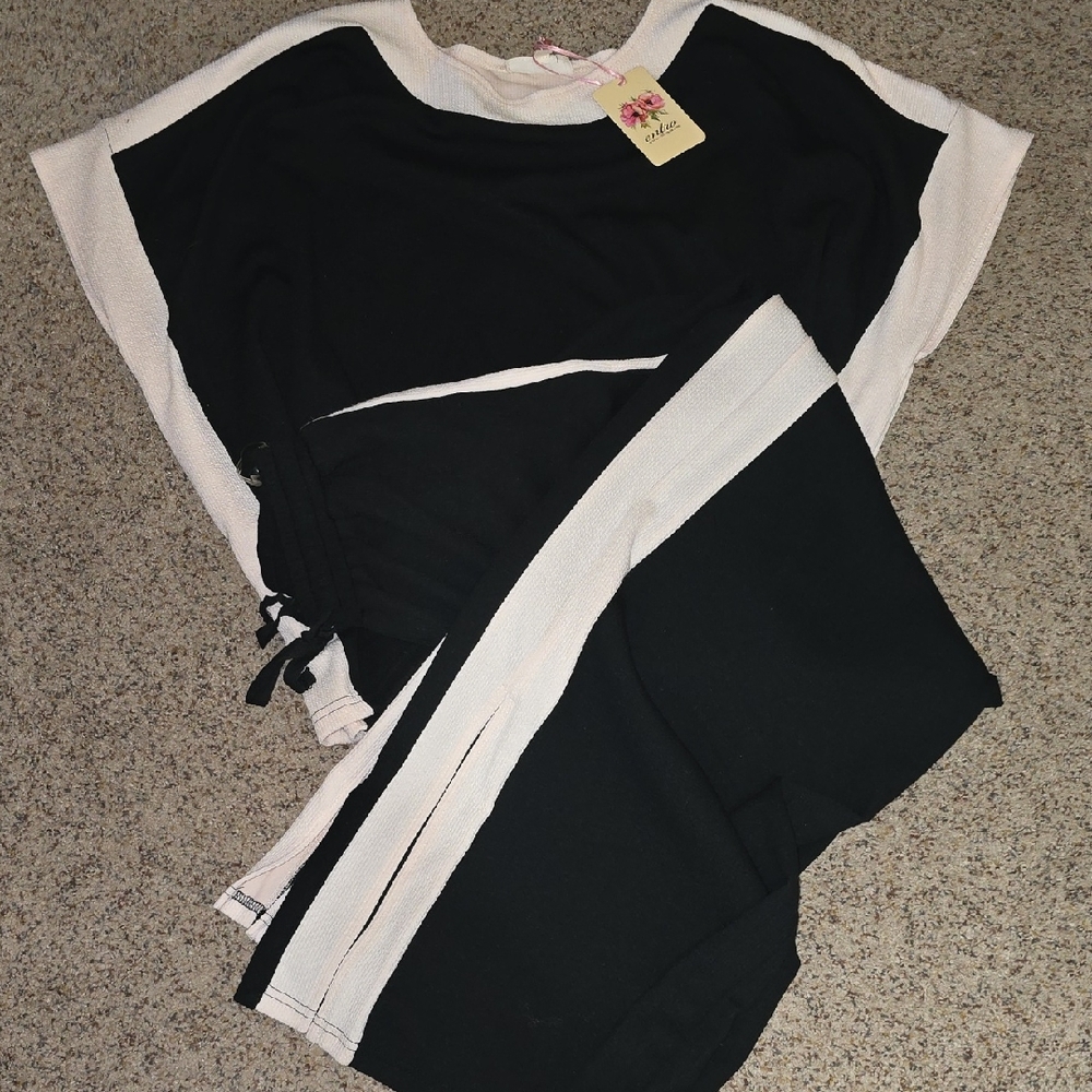 Entro Black and White Wide Leg Jumpsuit